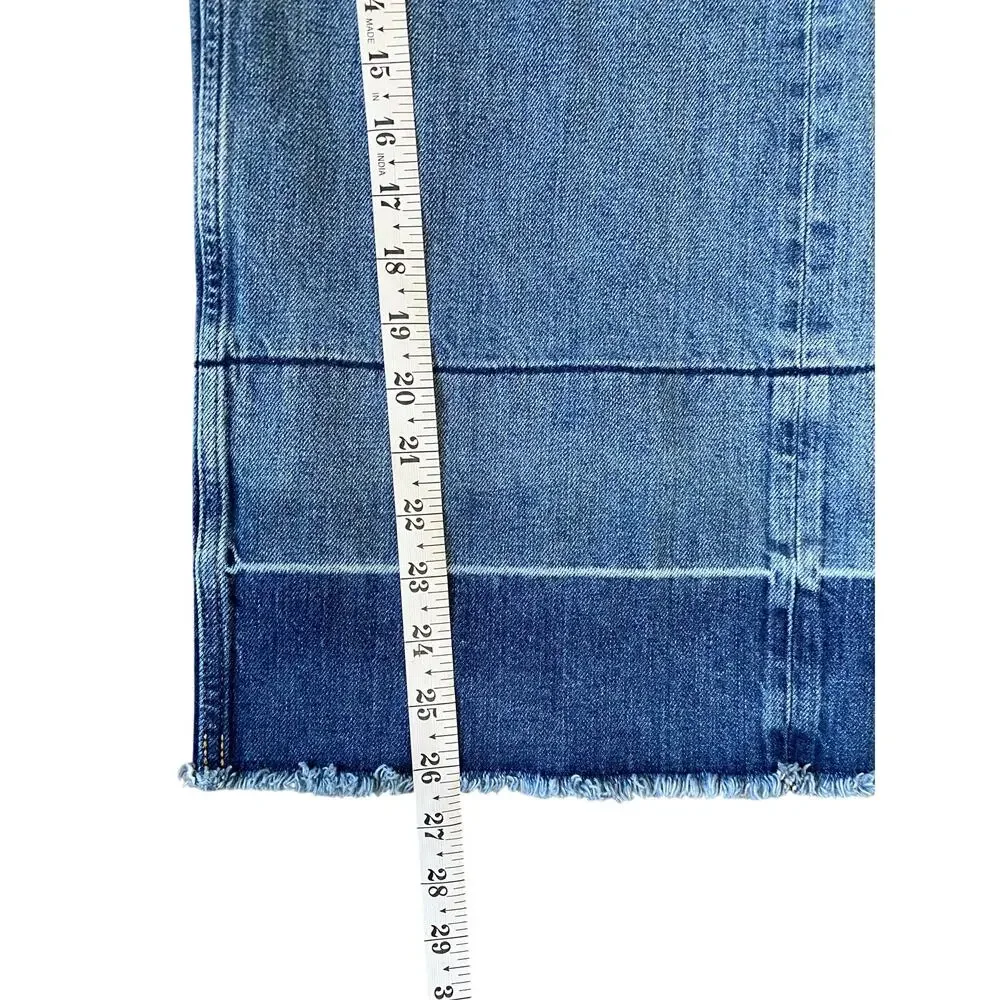 Everlane Wide Leg Jeans Womens 28R Cropped Raw Hem Blue Denim High Rise - Picture 5 of 13